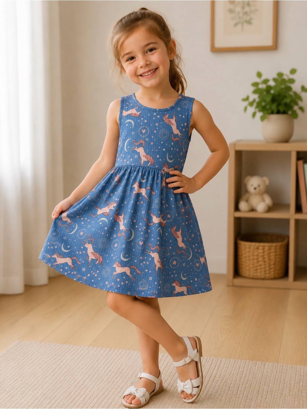 Sweet Stories Set of 2 Girls Toddlers Dresses Unicorns & Butterflies Size 5 NWT